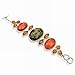 Green Oval Amber Gemstone Bowknot Silver Link Bangle Bracelet