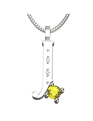 Sterling Silver Letter J - November Yellow Topaz Birthstone 18 Inch Necklace