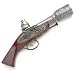 English Pirate Blunderbuss Flintlock Pistol Replica with Jolly Roger Skull and Crossbones on Barrel