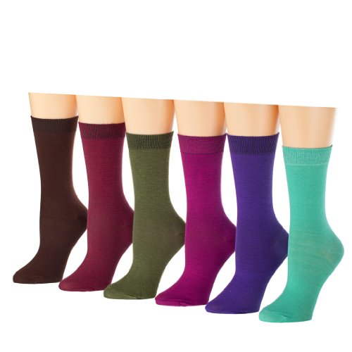 Tipi Toe Women's 6 or 12 Pack Colorful Patterned Crew Socks