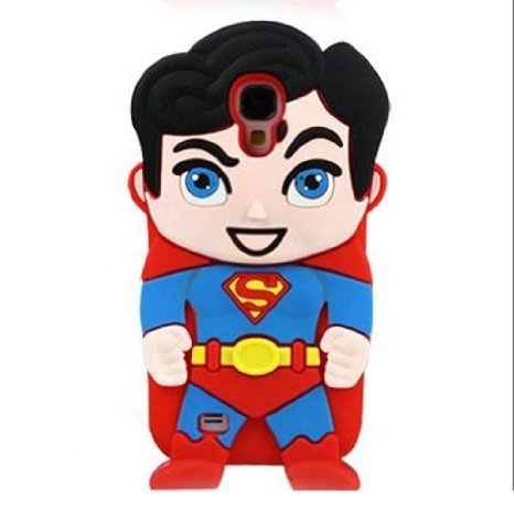Samsung Galaxy S4 Mini I9190,Anya 3D Cute Bow Superhero Series Style Cartoon Soft Rubber Silicone Back Shell Case Cover Skin for Samsung Galaxy S4 Mini i9190 Superman