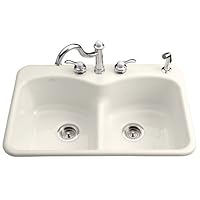 KOHLER K-6626-4-95 Langlade Smart Divide Self-Rimming Kitchen Sink, Ice Grey