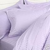 Full/Queen Stripe Lilac 3pcs Duvet Cover Set 600 Thread Count 100% Egyptian ....