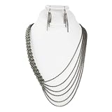 Braided Hematite Statement Necklace Earring Set Fashion Jewelry 34