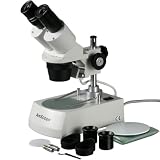 AmScope 10x-20x-30x-60x Student Binocular Stereo Microscope with Incident (Top) and Transmitted (Bottom) Lights