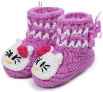 Dealzip Inc®Unisex Boy Girl Baby Newborn Infant Hand Knitting Crochet Beige Tassel Buckle Shoes Socks Boots +Random gift