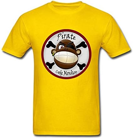 WAWPU Men's Smiling Pirate Monkey Short Sleeve T Shirt sizekey Yellow