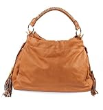 Sac &agrave; main &eacute;l&eacute;gant pour femmes coloris marron en cuir veau souple, avec bandouli&egrave;re additionnelle