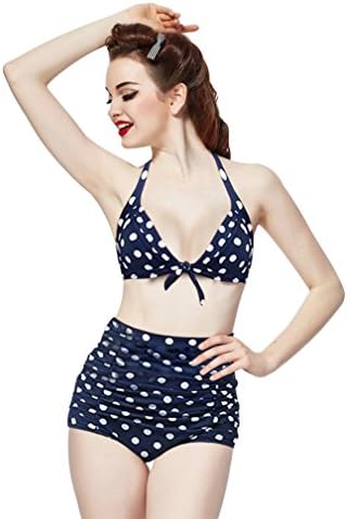 Ninimour High Waist Bikini Sets Top+bottom (Blue, S)