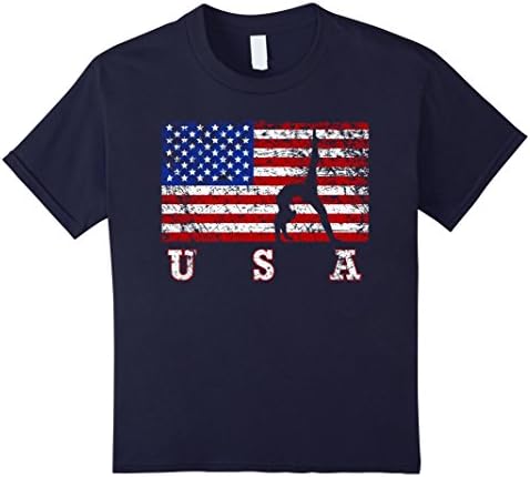 Kids Flag Gymnastics TShirt 8 Navy
