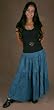 Tiered Rayon Skirt, Full Length - Blue