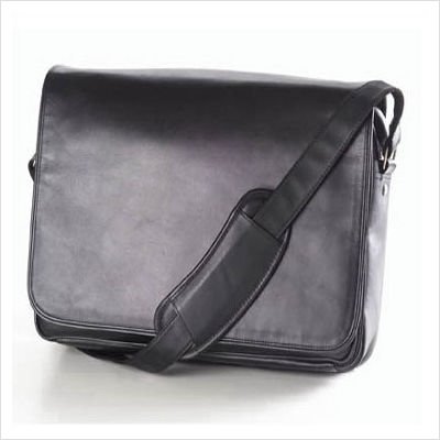 Clava Leather Quinley Laptop Messenger Bag Sling in Black 1175BLK Customize Yes