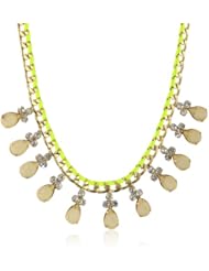 Fabric Woven Chain Resin and Rhinestone Dangle Statement Necklace, 18" + 2" extender