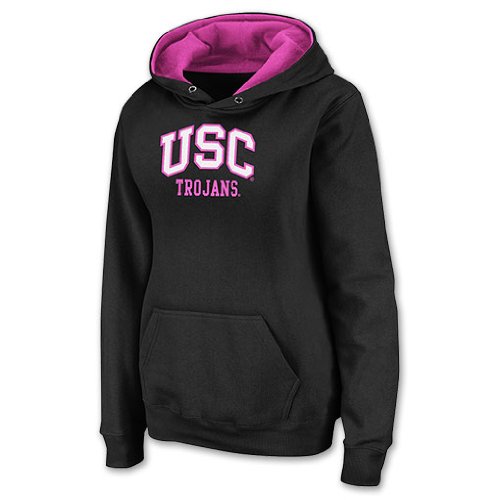 COLOSSEUM USC Trojans Women's NCAA Pullover Hooded Sweatshirt, Black/Pink