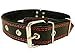 Genuine Leather Braided Studded Dog Collar, Red on Black 1.5