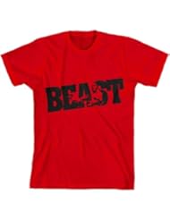 Apparel: BEAST Fitness Gym Lifting Workout Mode T-shirt by Shirt Kraise, Red, XL