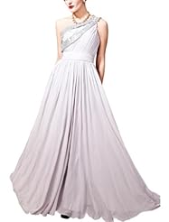 A-line One Shoulder Sleeveless Chiffon Cocktail Floor Length Beaded Sequined Evening Dress/Homecoming Dress/Pageant Dress/Prom Dress/Party Dress/Wedding Dress 