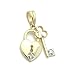 14K Gold Pendant Key & Heart Cubic Zirconia