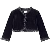 Infant Girls' Perfectly Dressed  Velvet Jacket w/Satin Ruffle - Black