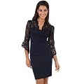 Goddess Pencil-Kleid, Dunkelblau, mit Spitze, Langarm
