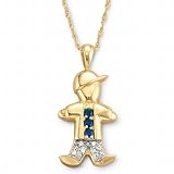 JCPenney Birthstone Boy Charm Pendant 18K/Sterling Silver