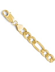 10k Yellow gold Leslies 7.5mm Concave Figaro Chain