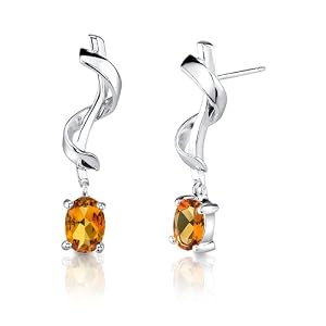 Buy 1.50 Carats Oval Shape Citrine Earrings in Sterling Silver by Peora