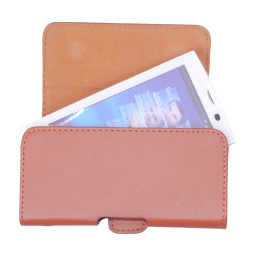 MobiMan® Premium- Brown Executive Horizontal Leather Case w Belt Clip for Apple iPhone 4 4s