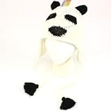 Winter Panda Bear Animal Knit Trapper Trooper Fleece Ski Hat White