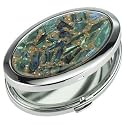 Oval Compact Mirror with Blue, Green & Turquoise Chips