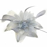 Elegant Silver Grey Chiffon and Feather Fascinator on comb . Ideal Weddings,Races, Ladies Day, Proms or any special occasion.