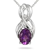 Amethyst and Diamond Swirl Pendant in .925 Sterling Silver