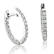14k White Gold Inside-Out Hoop Huggies Diamond Earrings (HI, I, 0.25 carat)