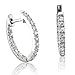 14k White Gold Inside-Out Hoop Huggies Diamond title=