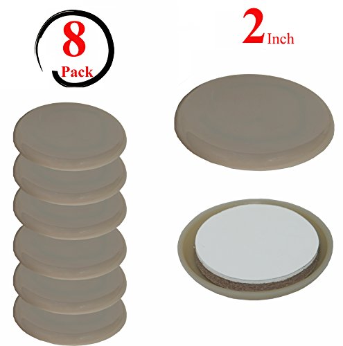Beige Self-Stick Furniture Sliders/Movers - Unmatched Surface Protection - Great Fit-Fuzz Free- Refreshingly Quiet -Heavy Duty( 8 Pack) -2'' Round Super Sliders