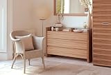 The Furniture Emporium Brompton - 3 Drawer Tiger Wood Chest with Glass Shelf