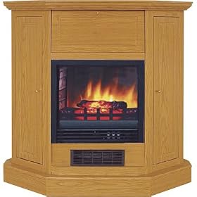 Electric Fireplace with Mantel and 3-Shelf Storage Panels - 5115 BTU, Model# QCM-979D by Electric Fireplaces