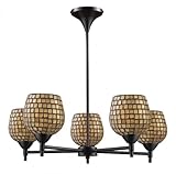 IMAGE OF Elk Lighting 10155/5DR-GLD Celina - Five Light Chandelier, Dark Rust Finish with Gold Leaf Glass