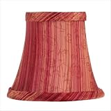 Shades - Chandelier Clip On Lamp Shade - Red Wine Striped Silk - B5551