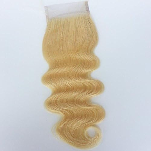 Brazilian Remy Hair Body Weave Bleach Blonde (4*4) 3 Way Part Top Lace Closure #613 (12")