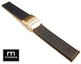 20mm MODENA Classic Tire Tread Style Italian Rubber Watch Band w/ Deployant / Deployment Buckle / Clasp