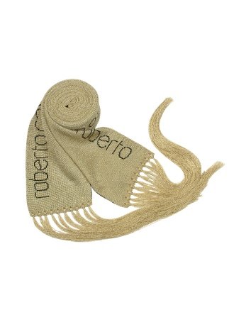 Roberto Cavalli Gold Signature Thin Knit Long Scarf