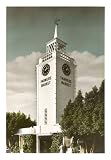 Farmers Market Clock Tower, Los Angeles, California Art Poster Print, 13x18