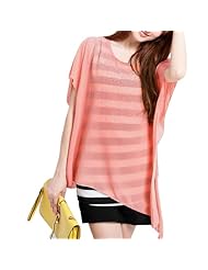 A-line Chiffon/Polyester Short Sleeves Striped Print Round Neck Above the Knee Stretchy   Dress With Rhinestones