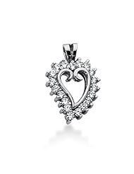 14K Gold Share Prong set Diamond Heart Pendant (0.57 cttw, F - G Color, SI2 Clarity)