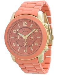 Unisex Geneva Boyfriend Chronograph Style Link Watch - Peach/Gold