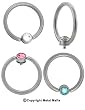 G23 TITANIUM ROTATING SLAVE RING WITH GEM DISCSLAVE-AQ -AQUA GEM