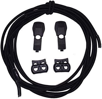 Pull-Tight Elastic Shoelaces, 3-Pack, BLACK/RED/WHITE (No Tie Elastic Shoelaces)