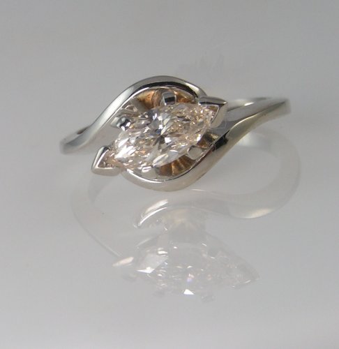41cgZEsrYkL 1.01 Ct Marquise Diamond Engagement Ring ( I SI3) EGL certification 14k White Gold