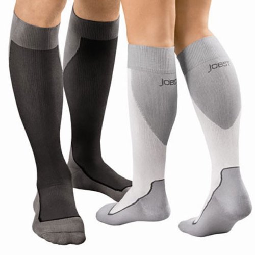 Jobst Sport Knee High Sock-15-20 mmHg-L-Black/Grey